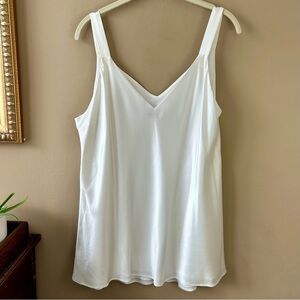 Lafayette 148 White Silk Bias Cut Eva Tank Top Shell Sleeveless Blouse Size 1X
